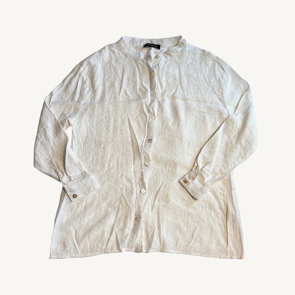 White Fox Boutique White Button Up Blouse Top Size S/M